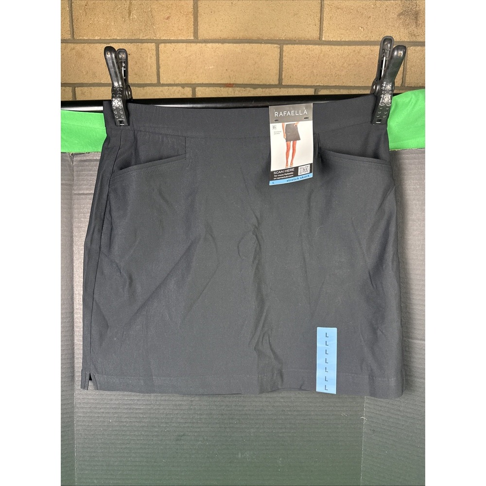 Rafaella Womens Stretch Skort Size L Black RSBSG073 Active Tennis Skirt
